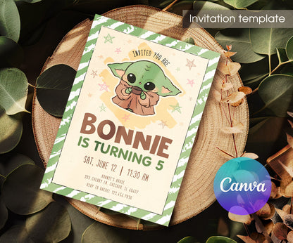 Baby Yoda Grogu Star Wars Mandalorian customizable invitation template | Share or Print | boy | WY219