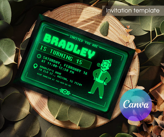 Fallout Pipboy customizable invitation template | Share or Print | KY986