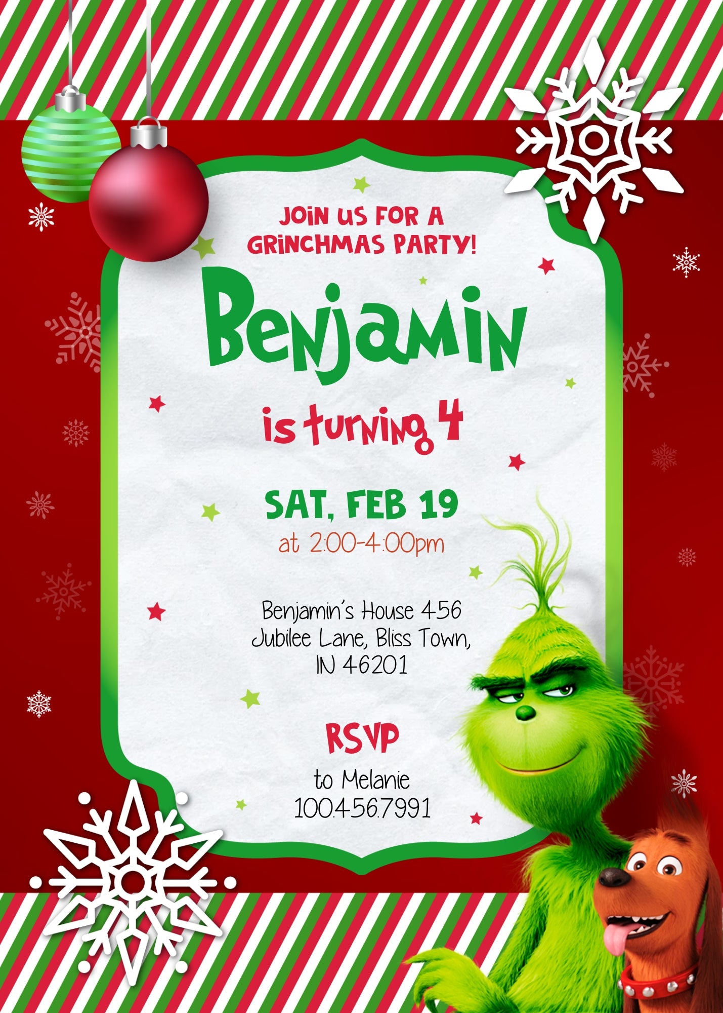 The Grinch  Merry Grinchmas customizable invitation template | Share or Print | PU426
