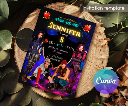 Descendants Disney customizable invitation template | Share or Print | NU502