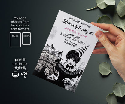 Wednesday Addams customizable invitation template | Share or Print | girl | RU184