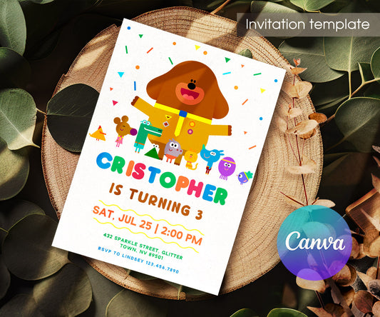 Hey Duggee customizable invitation template | Share or Print | NI942