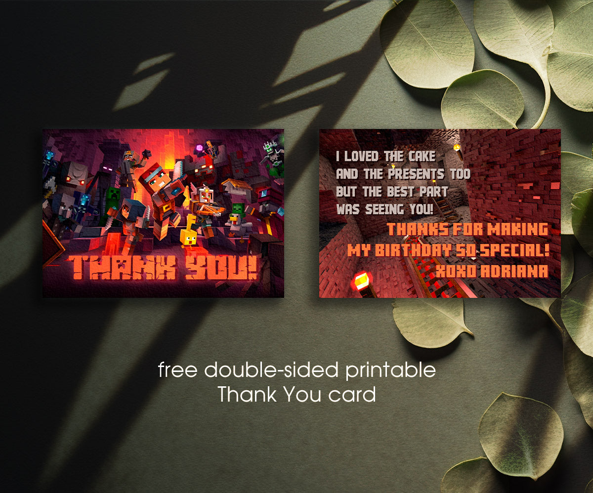 Minecraft Gamer customizable invitation template | Share or Print | AZ216