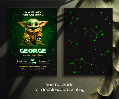 Baby Yoda Grogu Star Wars Mandalorian customizable invitation template | Share or Print | boy | XN064
