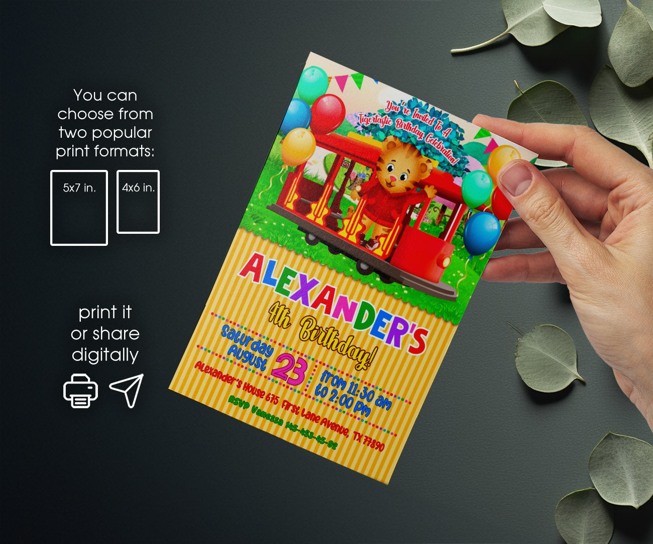 Daniel Tiger's Neighborhood customizable invitation template | Share or Print | QB098