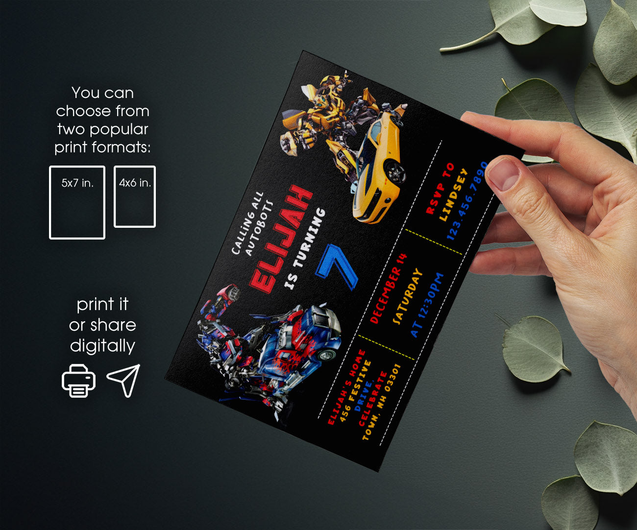 Transformers Rescue Bots customizable invitation template | Share or Print | boy | GA503