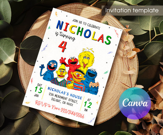 Sesame Street customizable invitation template | Share or Print | LR830