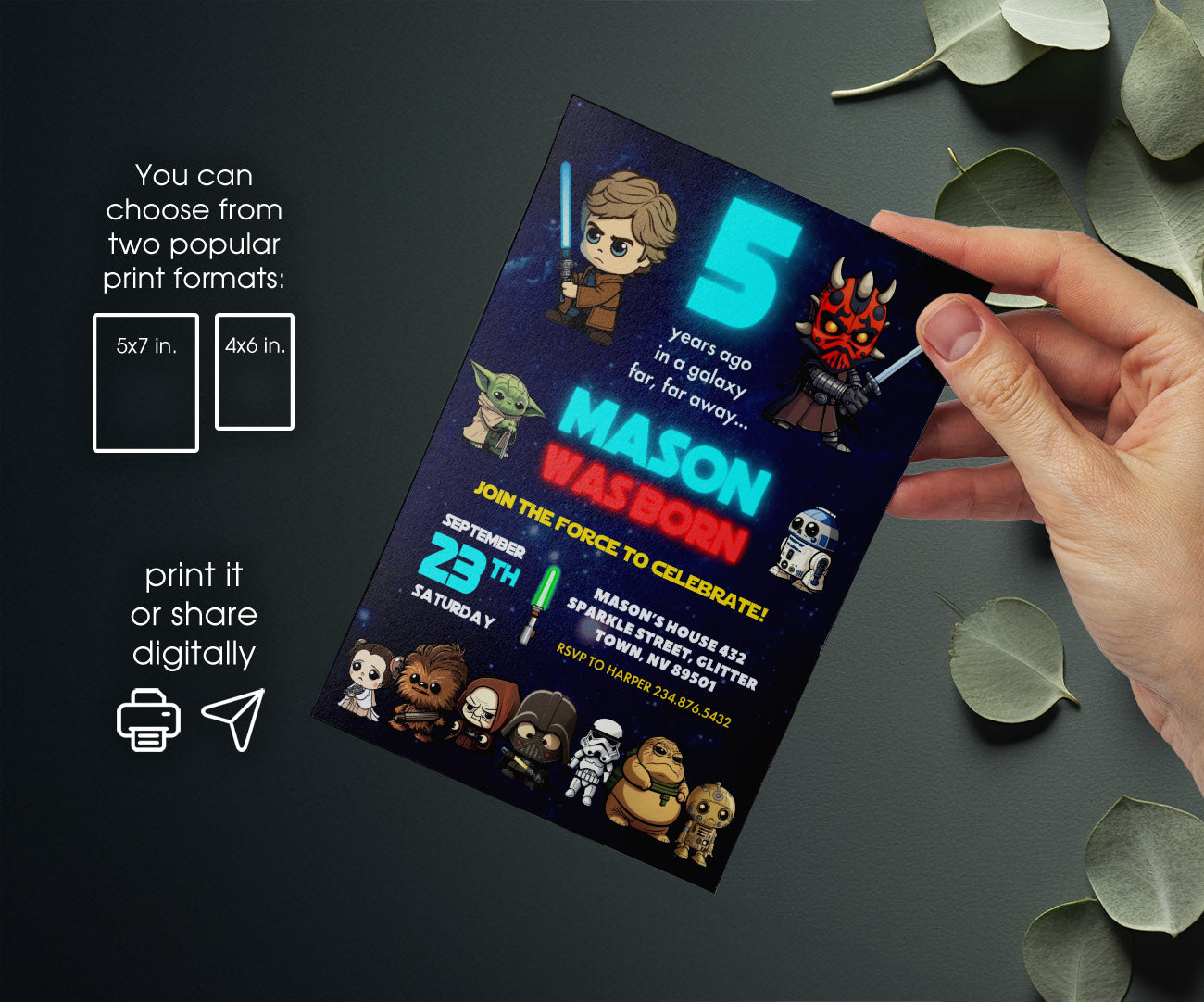 Star Wars Darth Vader customizable invitation template | Share or Print | boy | GF730
