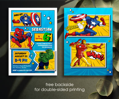 Avengers Marvel Superhero customizable invitation template | Share or Print | boy | IA253