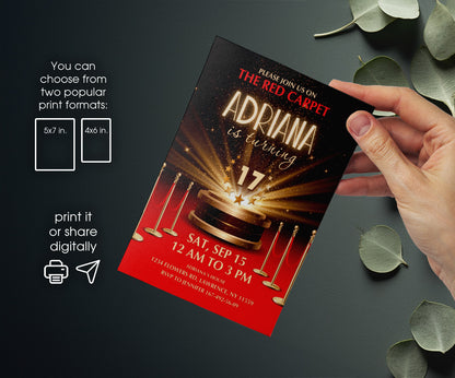 Hollywood Movie Party customizable invitation template | Share or Print | PN120