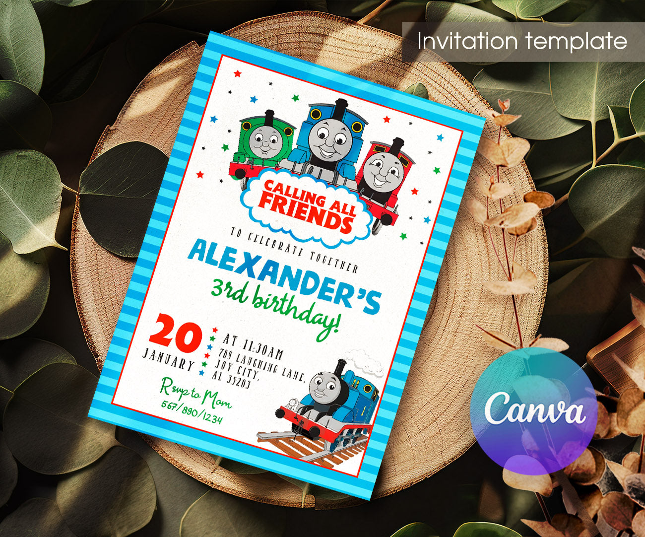 Thomas Train & Friends customizable invitation template | Share or Print | XG695