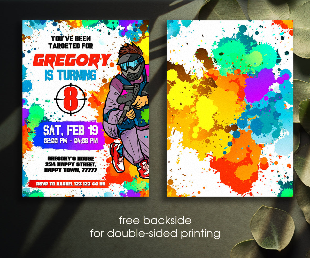 Paintball Airsoft battle customizable invitation template | Share or Print | boy | SU480