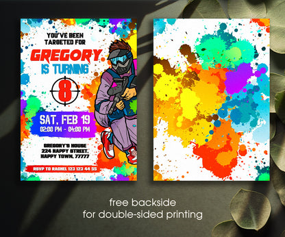 Paintball Airsoft battle customizable invitation template | Share or Print | boy | SU480