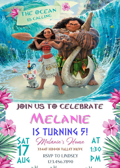 Moana Princess customizable invitation template | Share or Print | girl | WT661