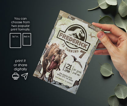 Jurassic Park Dinosaur customizable invitation template | Share or Print | TD439
