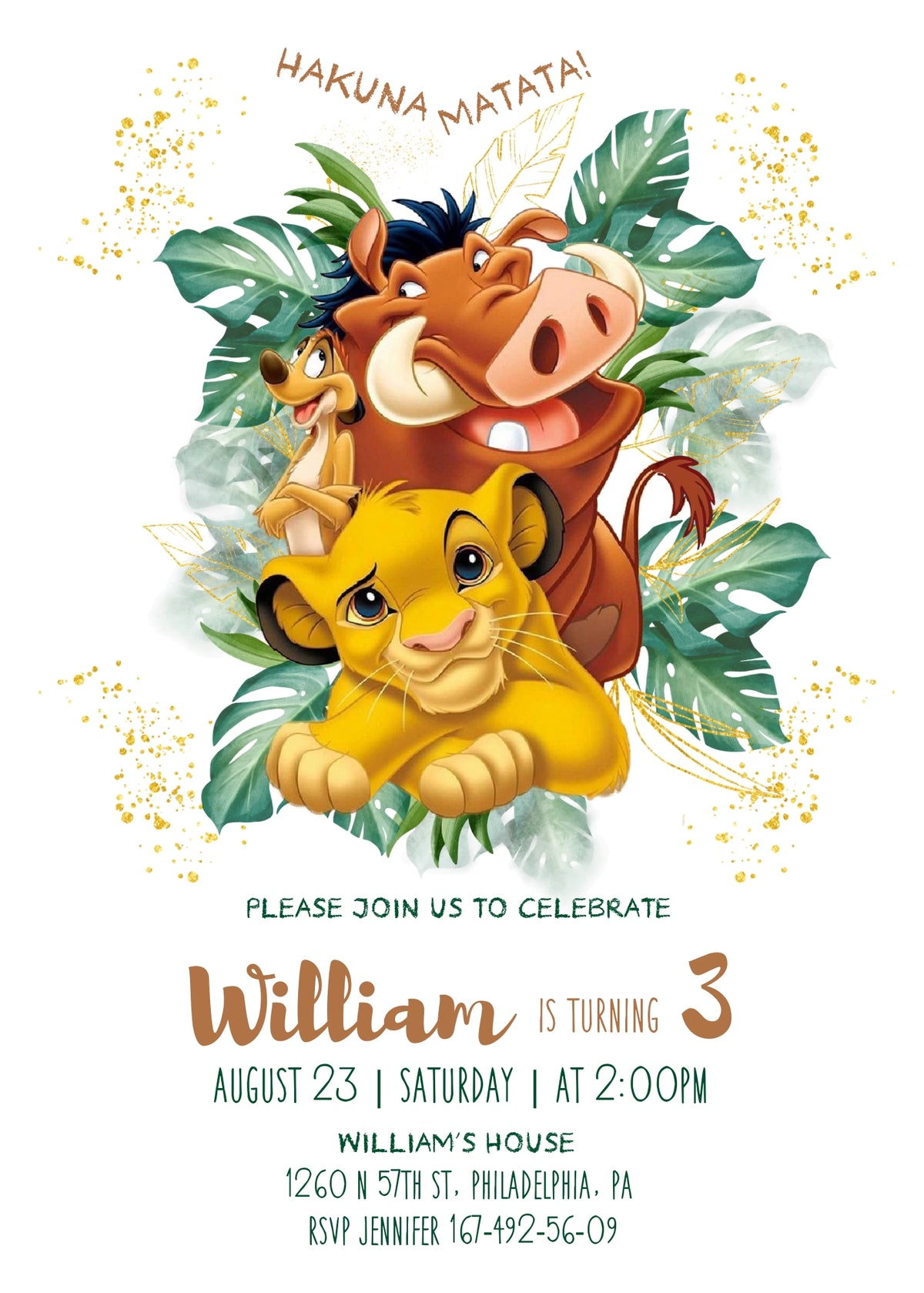 Lion King Simba customizable invitation template | Share or Print | DM066