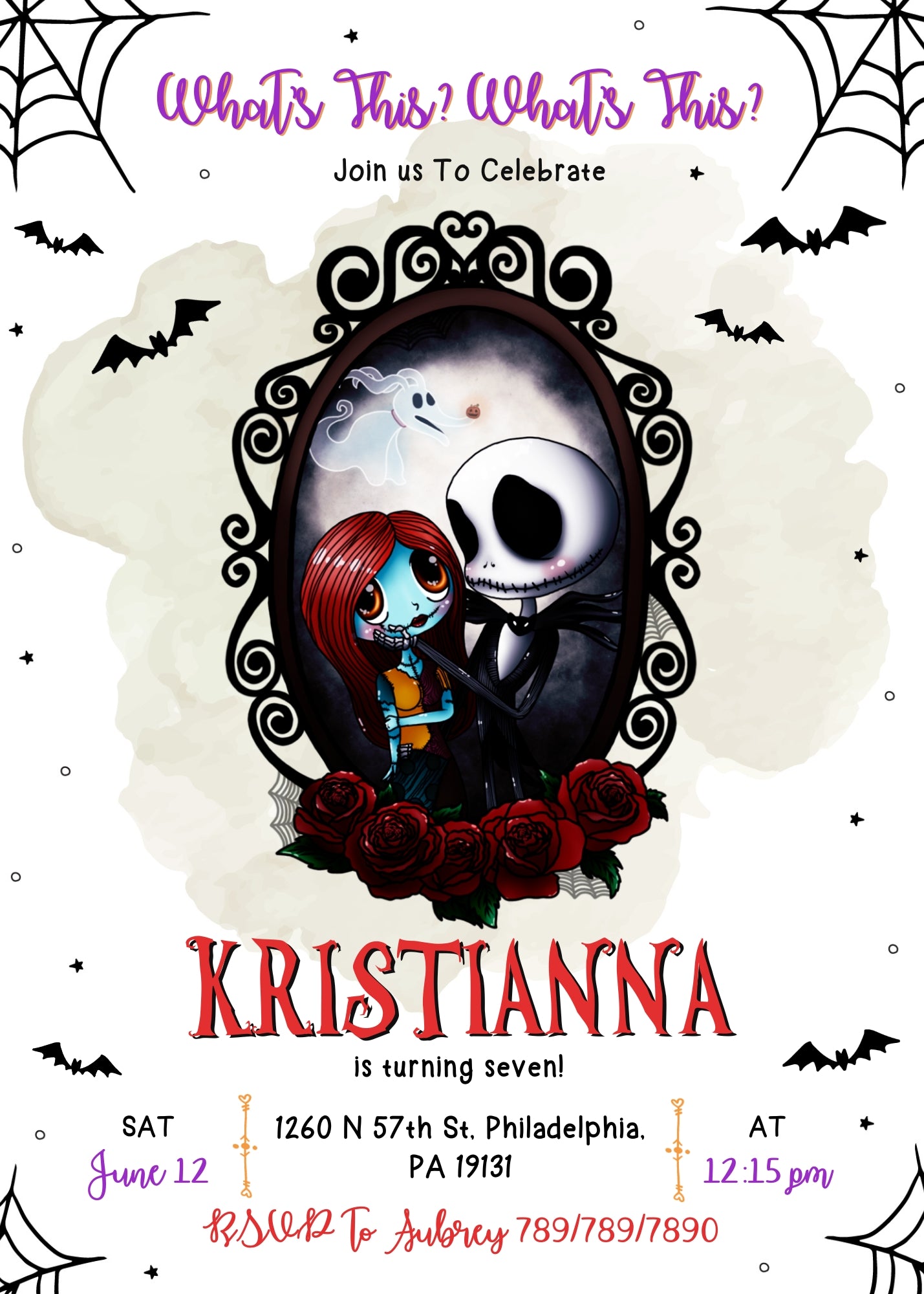 The Nightmare Before Christmas Halloween customizable invitation template | Share or Print | PE938
