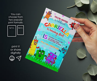 Numberblocks customizable invitation template | Share or Print | NY684