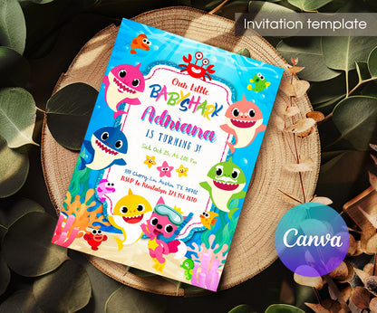 Baby Shark customizable invitation template | Share or Print | IE125