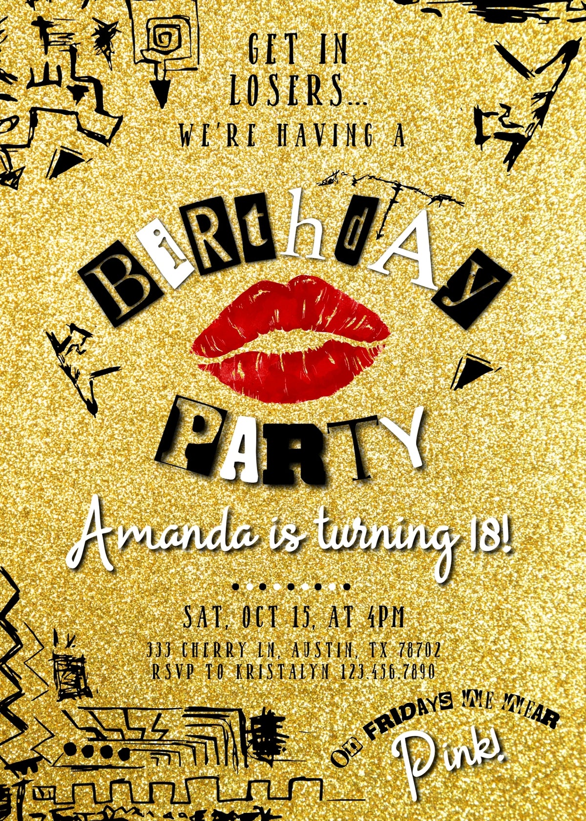 Mean Girls customizable invitation template | Share or Print | girl | FV879