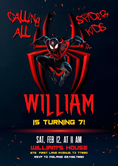 Spiderman Marvel Superhero customizable invitation template | Share or Print | boy | ET413