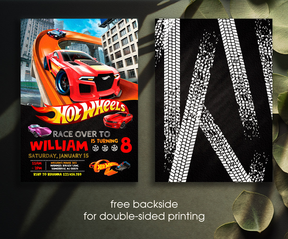 Hot Wheels Racing customizable invitation template | Share or Print | boy | NI206