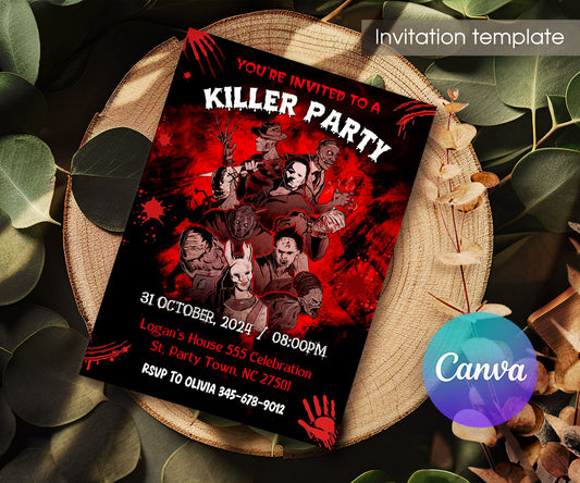 Horror Killer Movie Party customizable invitation template | Share or Print | LN214