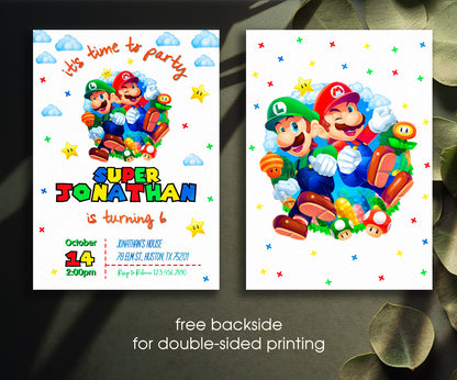 Super Mario Bros customizable invitation template | Share or Print | FO712