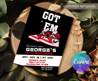 Sneaker Ball Air Jordan Nike customizable invitation template | Share or Print | KS764