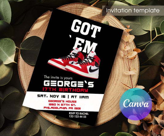 Sneaker Ball Air Jordan Nike customizable invitation template | Share or Print | KS764