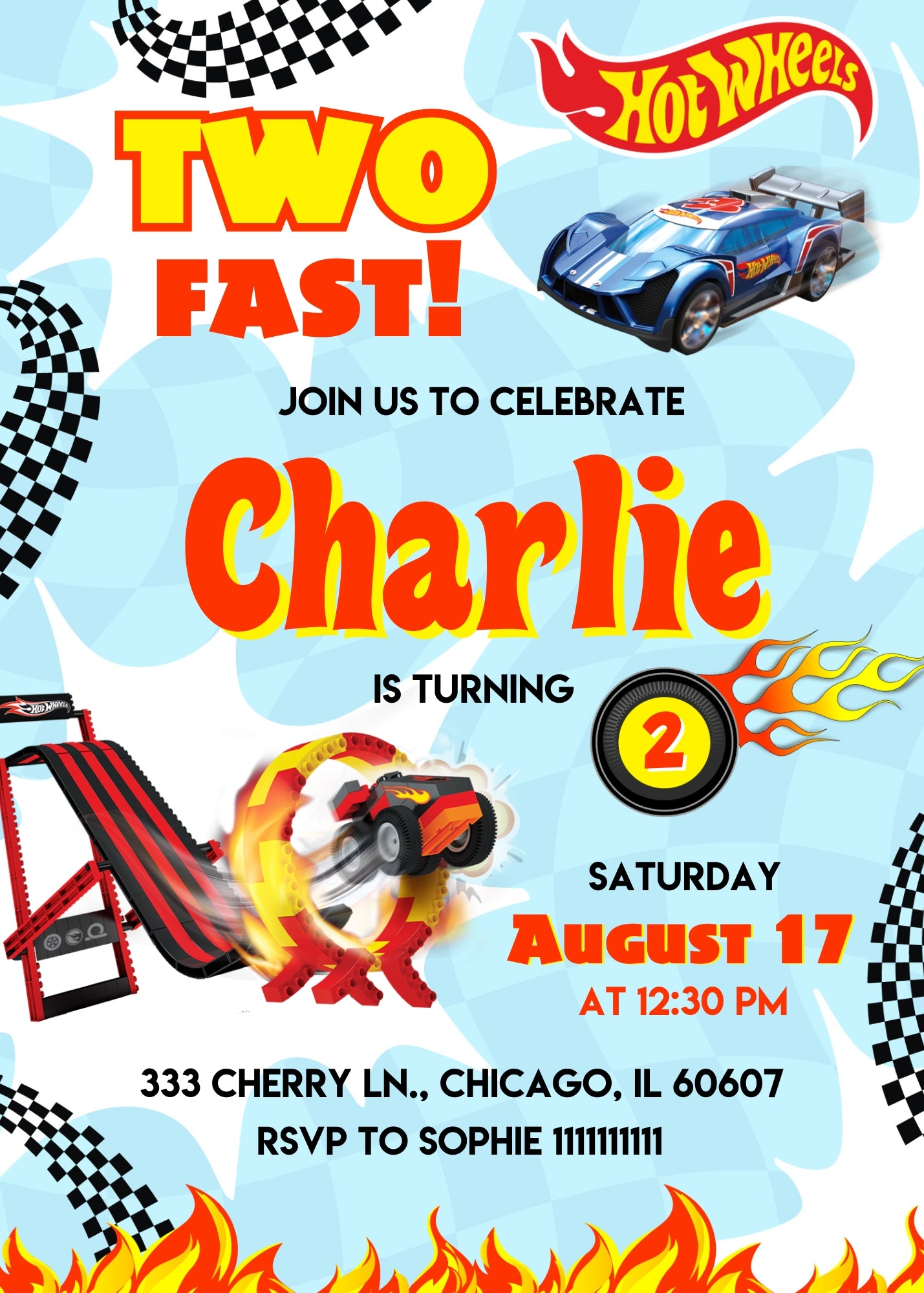 Hot Wheels Two Fast 2 Furious customizable invitation template | Share or Print | boy | XR842