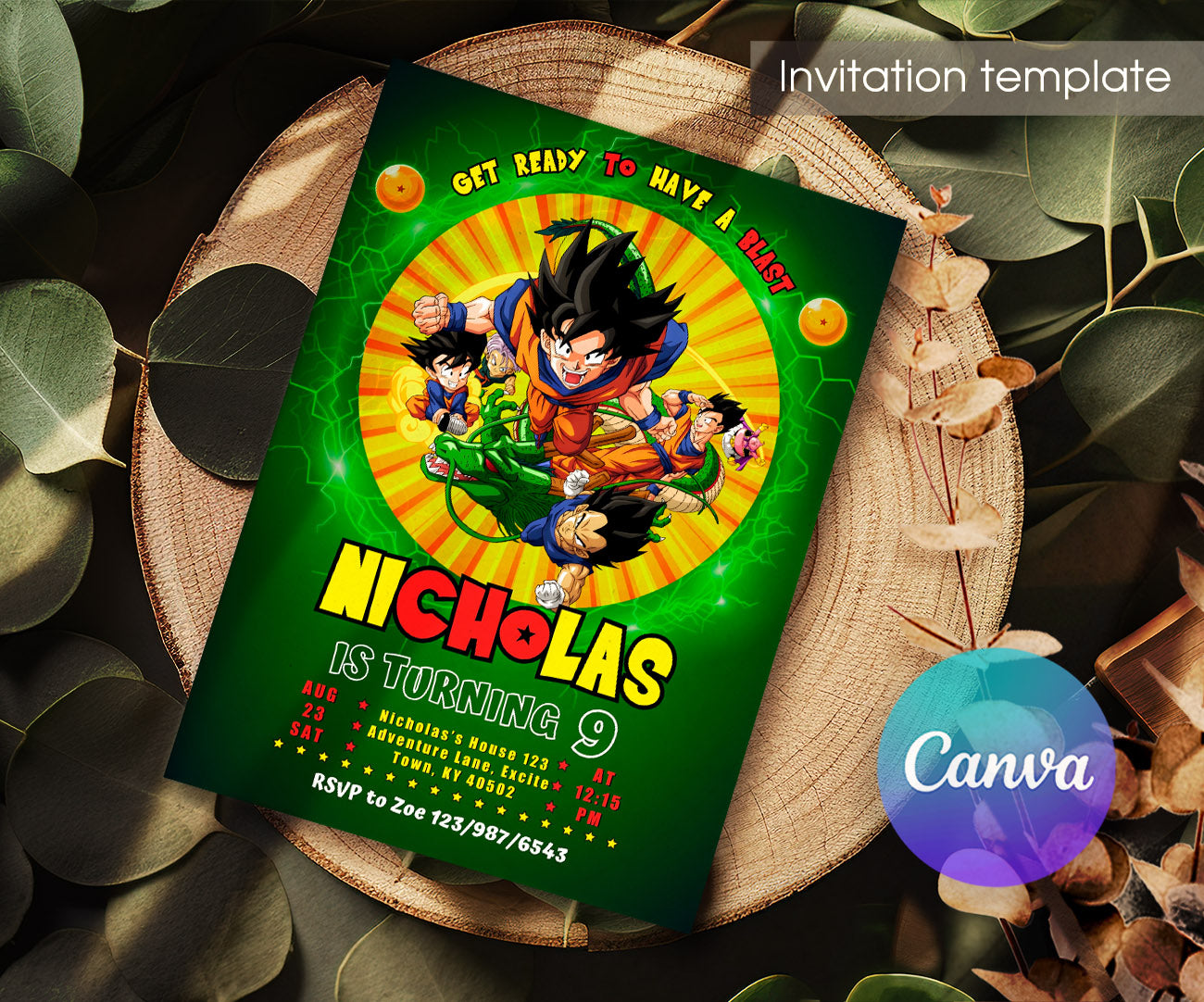 Dragon Ball Z Anime customizable invitation template | Share or Print | boy | QQ201