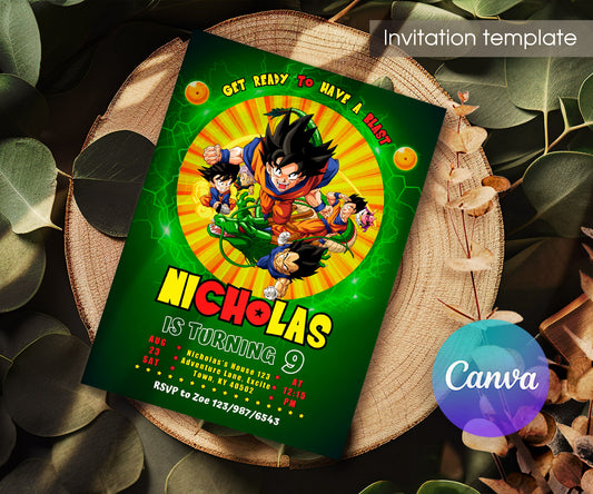 Dragon Ball Z Anime customizable invitation template | Share or Print | boy | QQ201