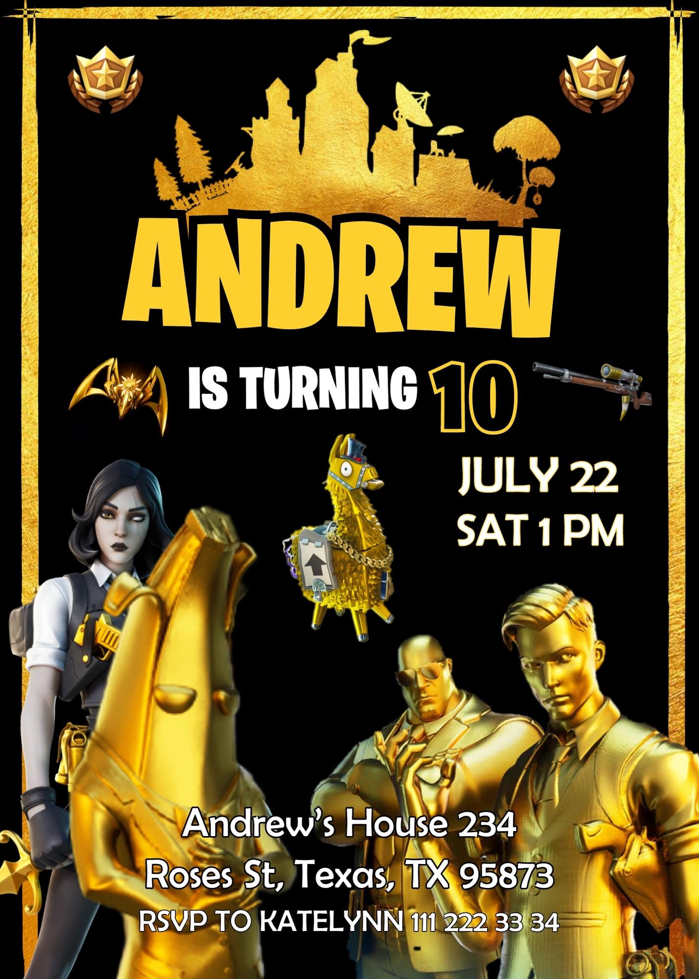 Fortnite Gamer customizable invitation template | Share or Print | boy | EM791