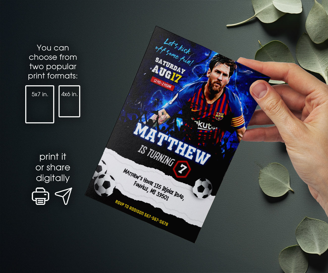 Messi Fifa Soccer customizable invitation template | Share or Print | NM863