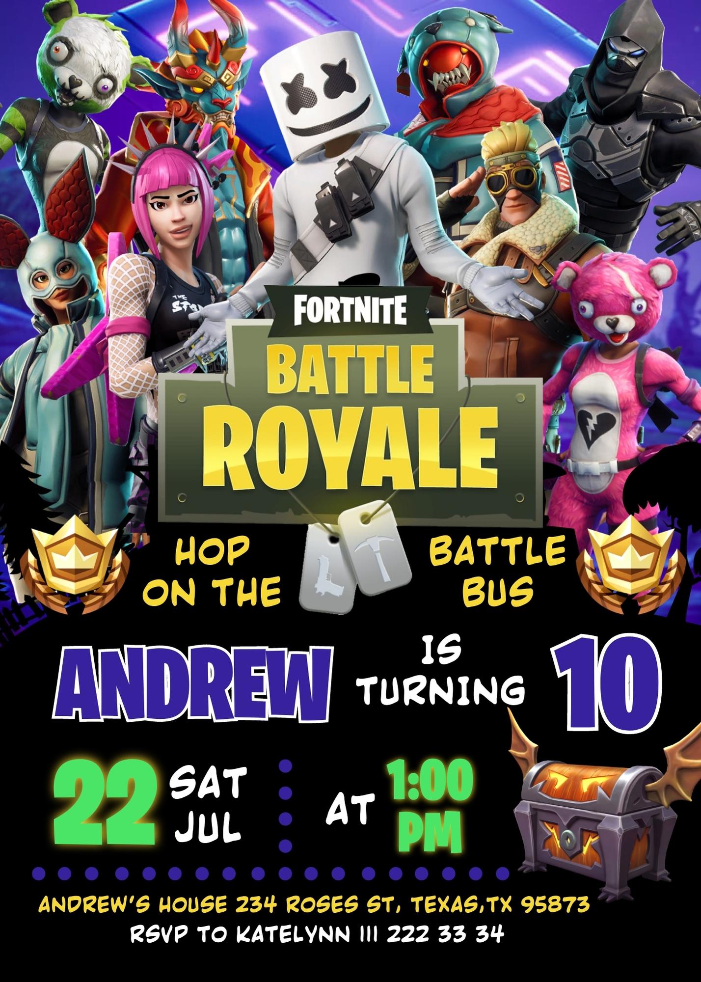 Fortnite Gamer customizable invitation template | Share or Print | boy | BN331