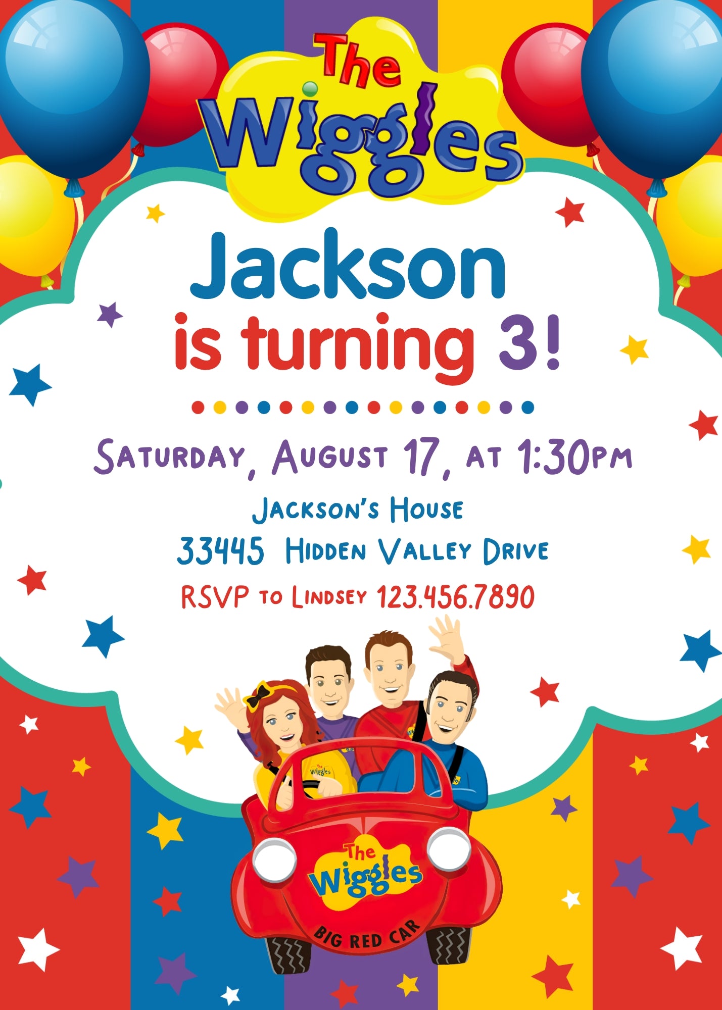 Wiggles One Finger One Thumb customizable invitation template | Share or Print | SV681