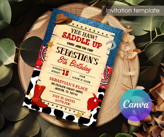 Cowboy Rodeo customizable invitation template | Share or Print | boy | UH161