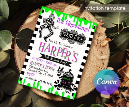 Beetlejuice Halloween customizable invitation template | Share or Print | HB157