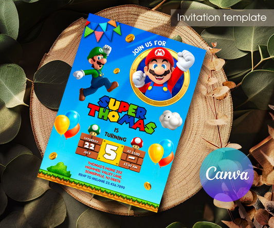 Super Mario Bros customizable invitation template | Share or Print | NT784