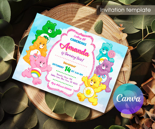 Care Bears customizable invitation template | Share or Print | QP918