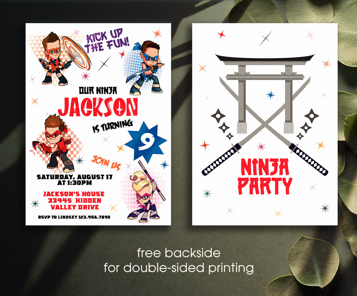Ninja Kidz TV customizable invitation template | Share or Print | EX589