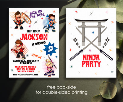 Ninja Kidz TV customizable invitation template | Share or Print | EX589