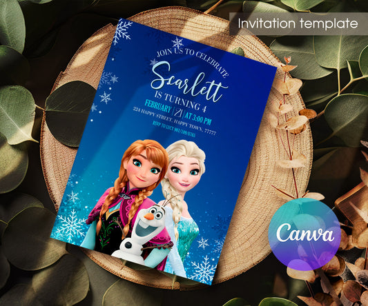Frozen Elsa customizable invitation template | Share or Print | girl | WT361