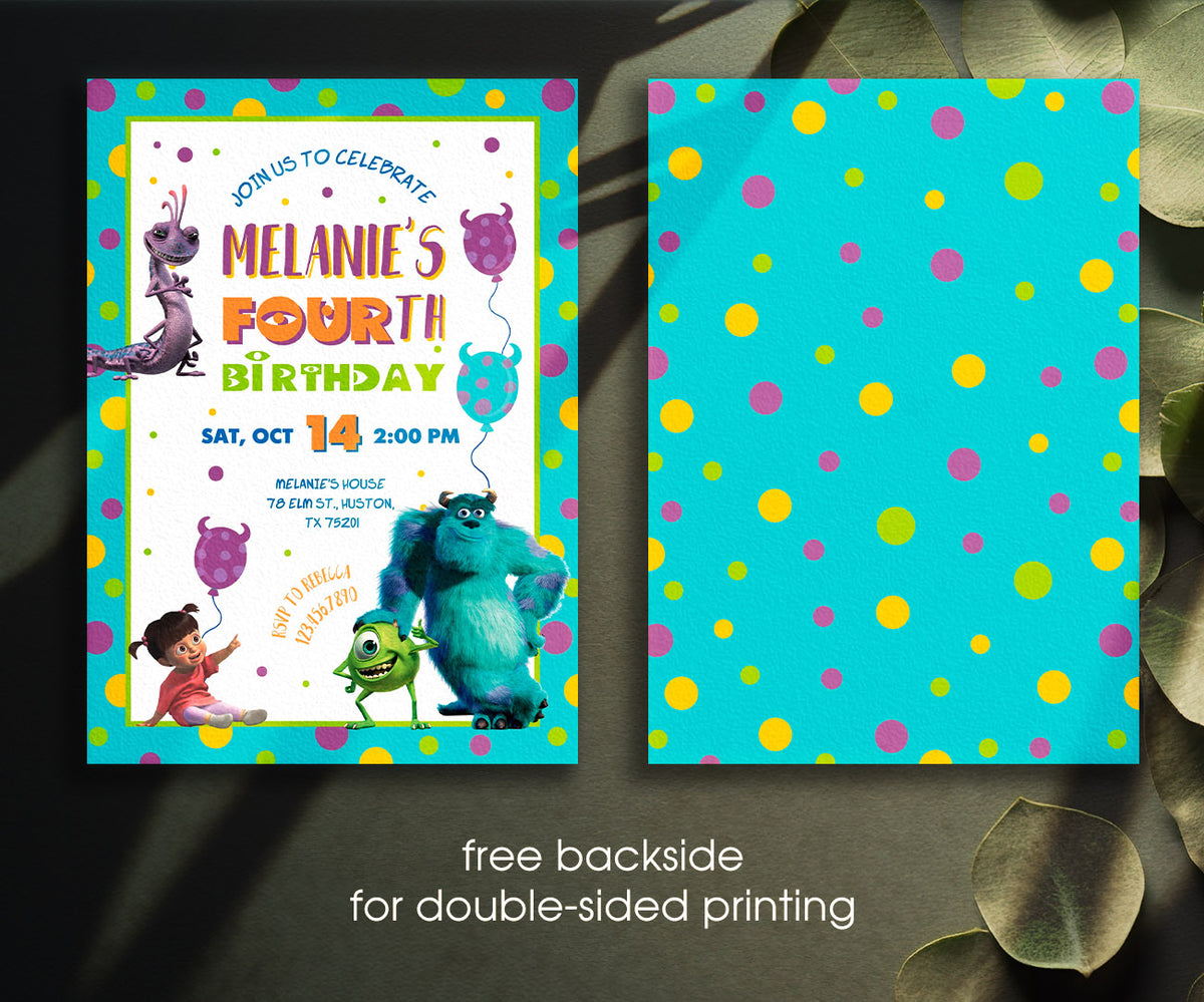 Monsters, Inc. customizable invitation template | Share or Print | ZW945