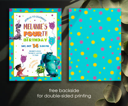 Monsters, Inc. customizable invitation template | Share or Print | ZW945