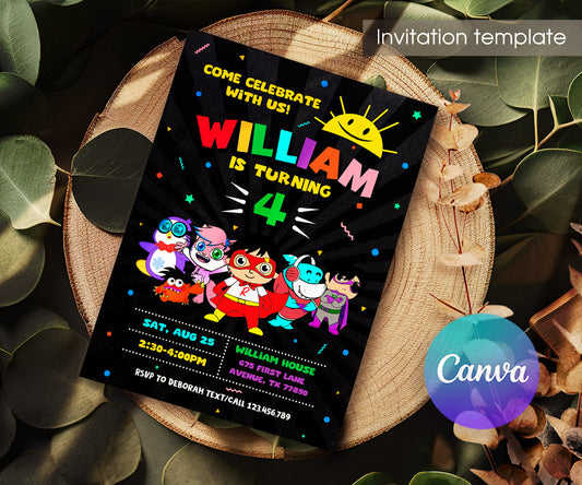 Ryan's World customizable invitation template | Share or Print | HV243