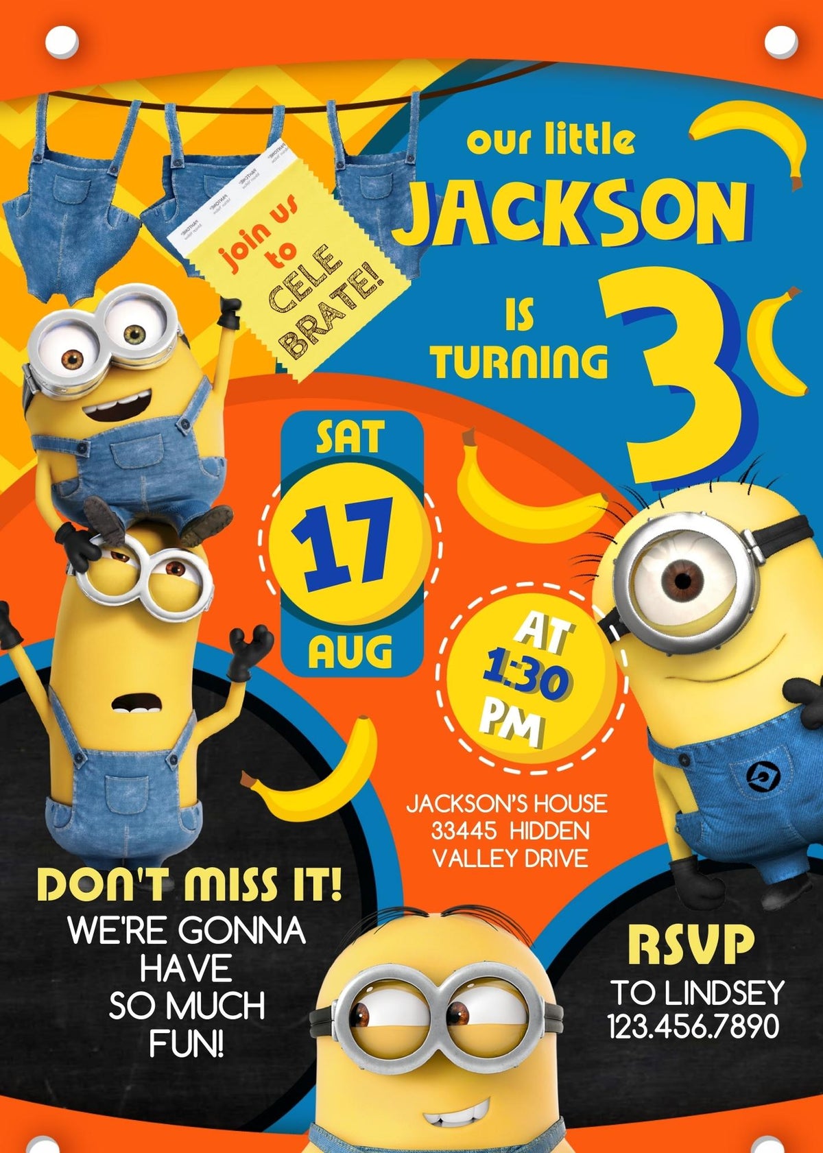Minions Despicable Me customizable invitation template | Share or Print | OH336