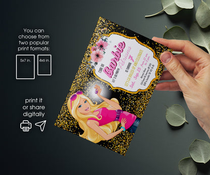 Barbie Pink customizable invitation template | Share or Print | girl | CA265