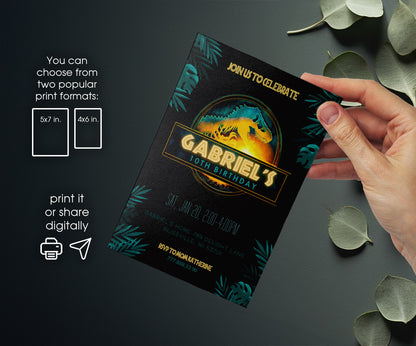 Jurassic World Rebirth Dinosaur customizable invitation template | Share or Print | VC369